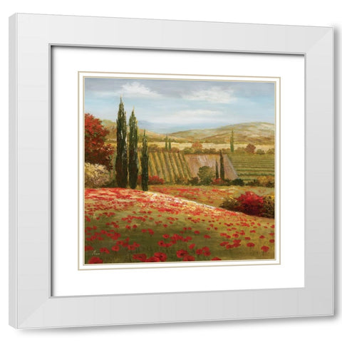 Tuscan Cypress I White Modern Wood Framed Art Print with Double Matting by Nan