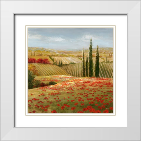 Tuscan Cypress II White Modern Wood Framed Art Print with Double Matting by Nan