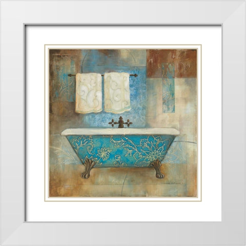 Aqua Spa I White Modern Wood Framed Art Print with Double Matting by Robinson, Carol