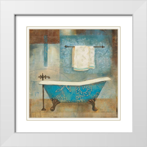 Aqua Spa II White Modern Wood Framed Art Print with Double Matting by Robinson, Carol