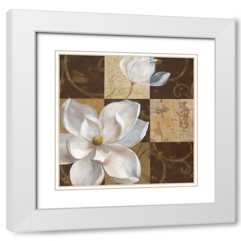 Southern Garden I White Modern Wood Framed Art Print with Double Matting by Nan