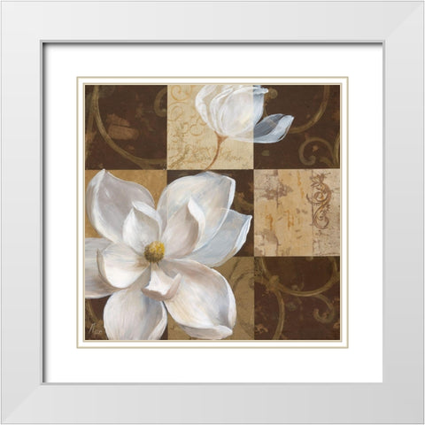 Southern Garden I White Modern Wood Framed Art Print with Double Matting by Nan