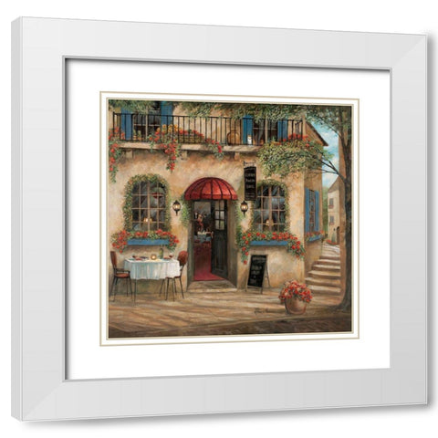 Centro Piazza Cafe White Modern Wood Framed Art Print with Double Matting by Manning, Ruane