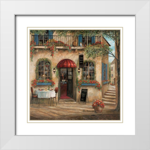 Centro Piazza Cafe White Modern Wood Framed Art Print with Double Matting by Manning, Ruane