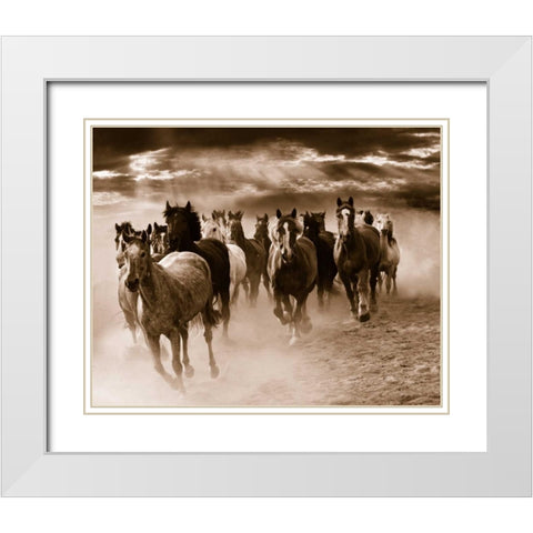 Running Horses White Modern Wood Framed Art Print with Double Matting by Nagler, Monte