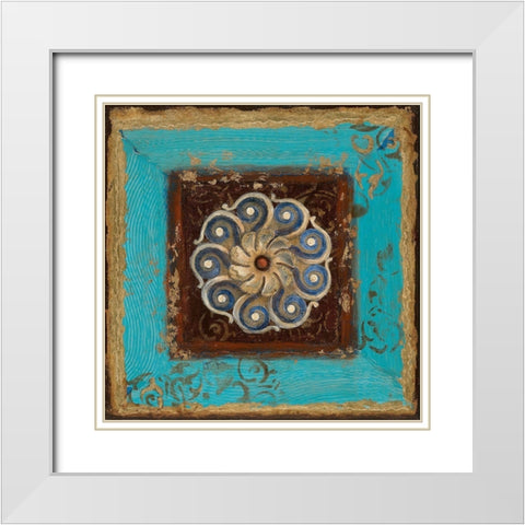 Exotic Medallion I White Modern Wood Framed Art Print with Double Matting by Tava Studios