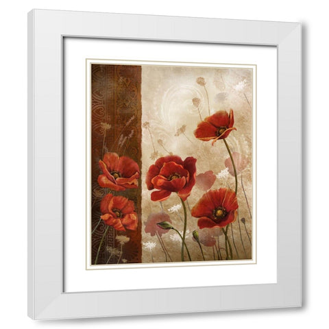 Wild Poppies I White Modern Wood Framed Art Print with Double Matting by Knutsen, Conrad