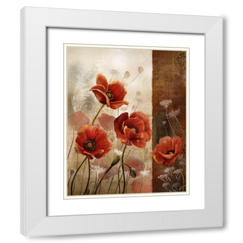 Wild Poppies II White Modern Wood Framed Art Print with Double Matting by Knutsen, Conrad