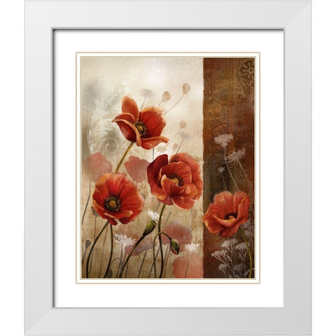Wild Poppies II White Modern Wood Framed Art Print with Double Matting by Knutsen, Conrad