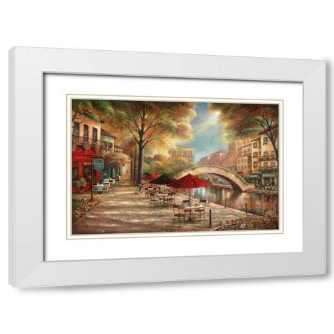 Riverwalk Charm White Modern Wood Framed Art Print with Double Matting by Manning, Ruane