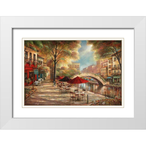 Riverwalk Charm White Modern Wood Framed Art Print with Double Matting by Manning, Ruane