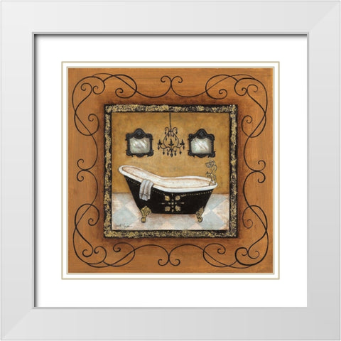 Gold Adorn Bath II White Modern Wood Framed Art Print with Double Matting by Tava Studios