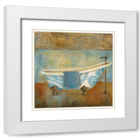 Paisley Bath I White Modern Wood Framed Art Print with Double Matting by Robinson, Carol