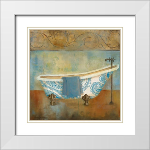 Paisley Bath I White Modern Wood Framed Art Print with Double Matting by Robinson, Carol