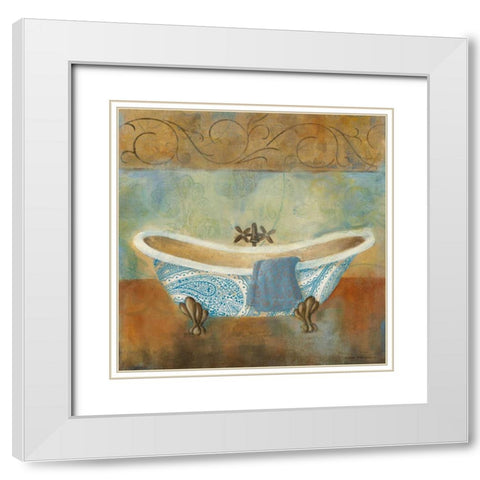 Paisley Bath II White Modern Wood Framed Art Print with Double Matting by Robinson, Carol