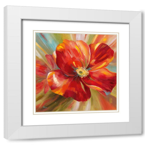 Island Blossom I White Modern Wood Framed Art Print with Double Matting by Nan