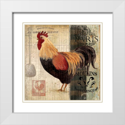 Cockerel II White Modern Wood Framed Art Print with Double Matting by Robinson, Carol