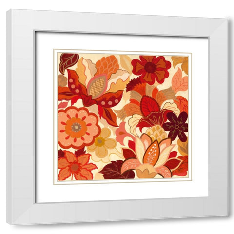 Vermilion Garden I White Modern Wood Framed Art Print with Double Matting by Tava Studios