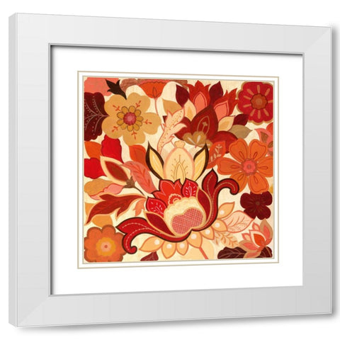 Vermilion Garden II White Modern Wood Framed Art Print with Double Matting by Tava Studios