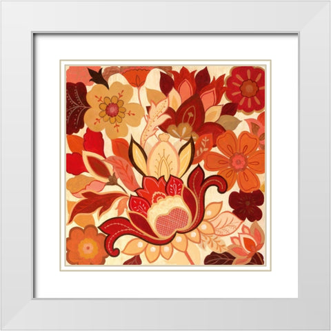 Vermilion Garden II White Modern Wood Framed Art Print with Double Matting by Tava Studios