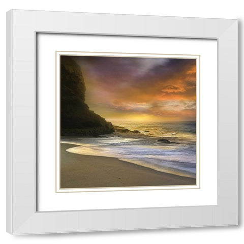 Morning Fire White Modern Wood Framed Art Print with Double Matting by Calascibetta, Mike