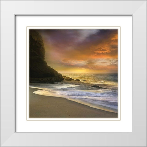 Morning Fire White Modern Wood Framed Art Print with Double Matting by Calascibetta, Mike