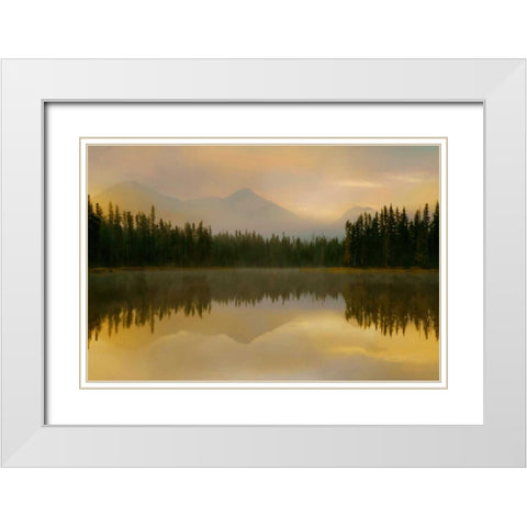Twilight Reflection White Modern Wood Framed Art Print with Double Matting by Delimont, Danita
