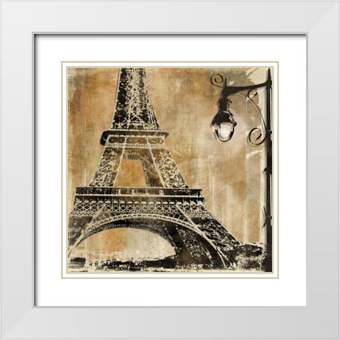 Paris Aglow White Modern Wood Framed Art Print with Double Matting by Donovan, Kelly