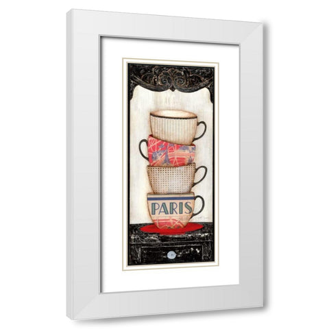 Coffee in Paris White Modern Wood Framed Art Print with Double Matting by Tava Studios