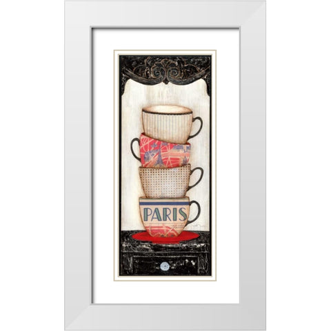 Coffee in Paris White Modern Wood Framed Art Print with Double Matting by Tava Studios