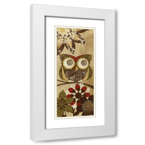 Owls Wisdom I White Modern Wood Framed Art Print with Double Matting by Craven, Katrina