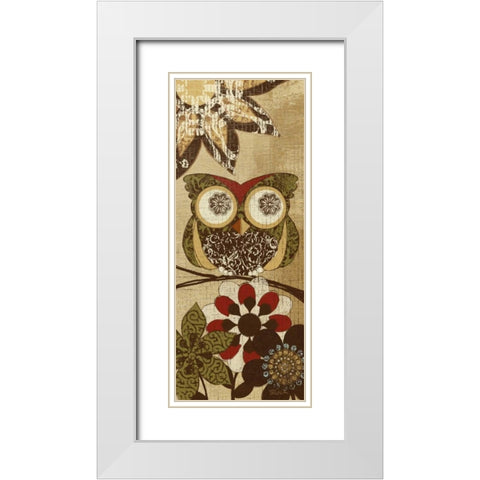 Owls Wisdom I White Modern Wood Framed Art Print with Double Matting by Craven, Katrina