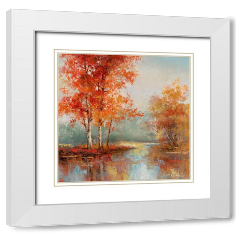 Autumns Grace I White Modern Wood Framed Art Print with Double Matting by Chiu, T.C.