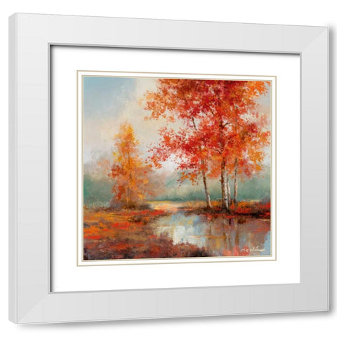 Autumns Grace II White Modern Wood Framed Art Print with Double Matting by Chiu, T.C.