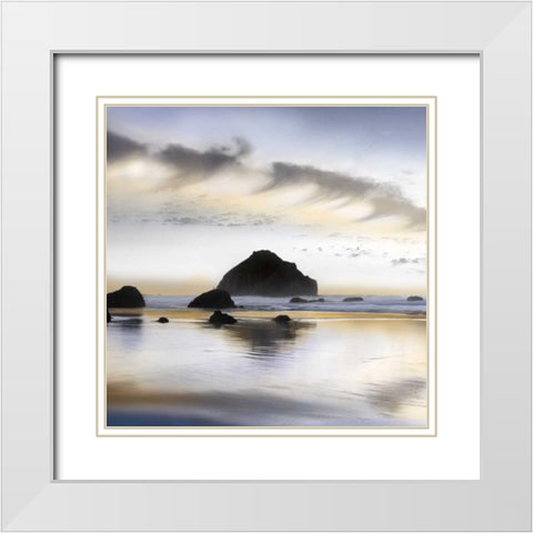 Twilight on the Coastline White Modern Wood Framed Art Print with Double Matting by Delimont, Danita