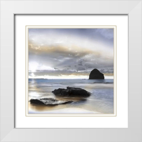 Sunset at Trebarwith Strand White Modern Wood Framed Art Print with Double Matting by Delimont, Danita