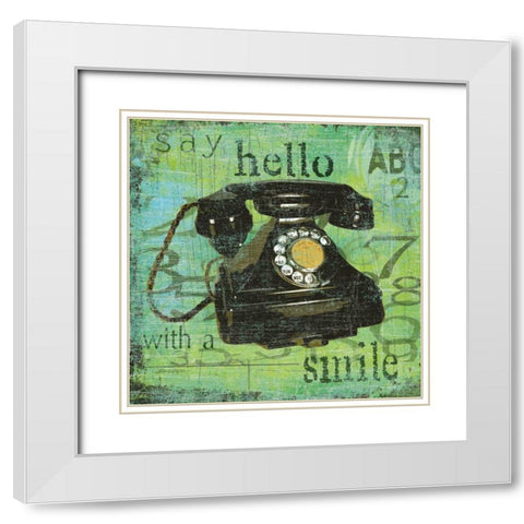 Say Hello With a Smile White Modern Wood Framed Art Print with Double Matting by Robinson, Carol