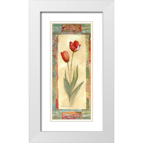 Tulip Montage White Modern Wood Framed Art Print with Double Matting by Olson, Charlene