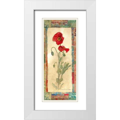 Poppy Montage White Modern Wood Framed Art Print with Double Matting by Olson, Charlene