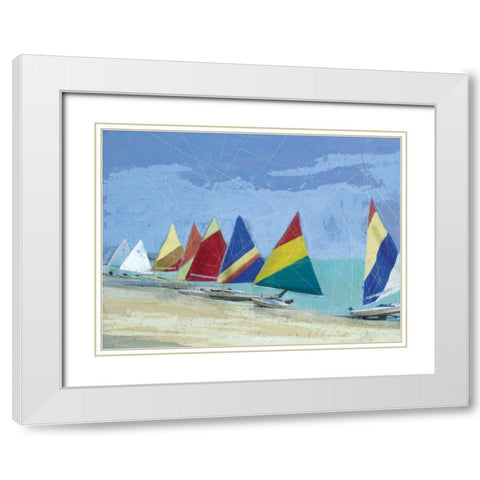 Sailboats White Modern Wood Framed Art Print with Double Matting by Robinson, Carol