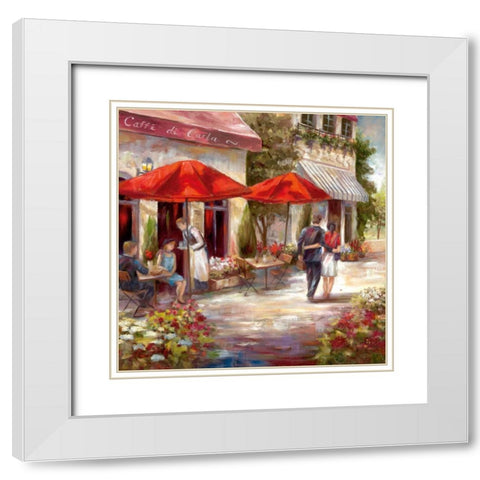 Cafe Afternoon I White Modern Wood Framed Art Print with Double Matting by Nan