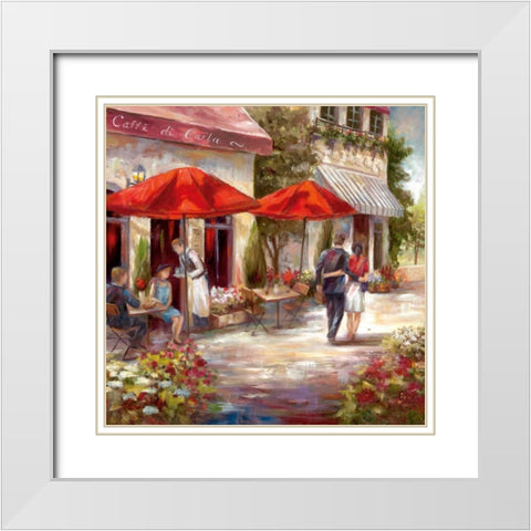 Cafe Afternoon I White Modern Wood Framed Art Print with Double Matting by Nan