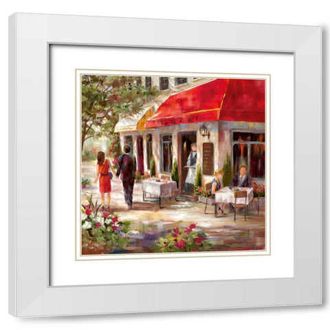 Cafe Afternoon II White Modern Wood Framed Art Print with Double Matting by Nan