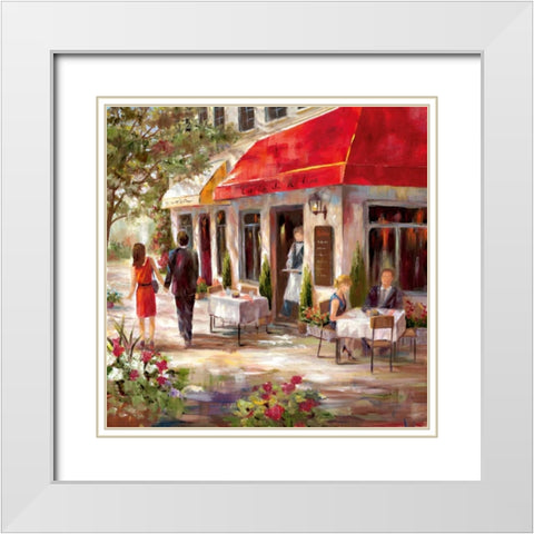 Cafe Afternoon II White Modern Wood Framed Art Print with Double Matting by Nan