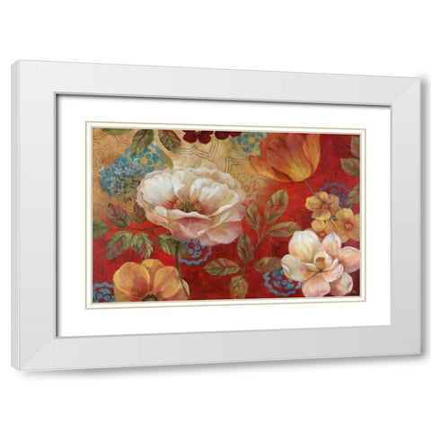 Lotus Blossoms White Modern Wood Framed Art Print with Double Matting by Nan