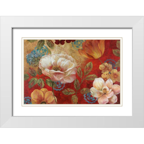 Lotus Blossoms White Modern Wood Framed Art Print with Double Matting by Nan