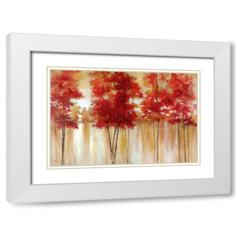 Red Trees White Modern Wood Framed Art Print with Double Matting by Nan