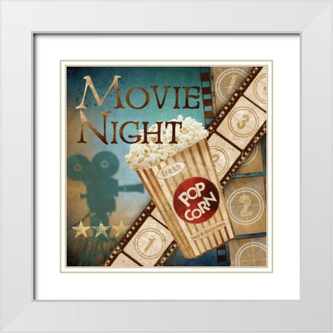 Movie Night White Modern Wood Framed Art Print with Double Matting by Knutsen, Conrad