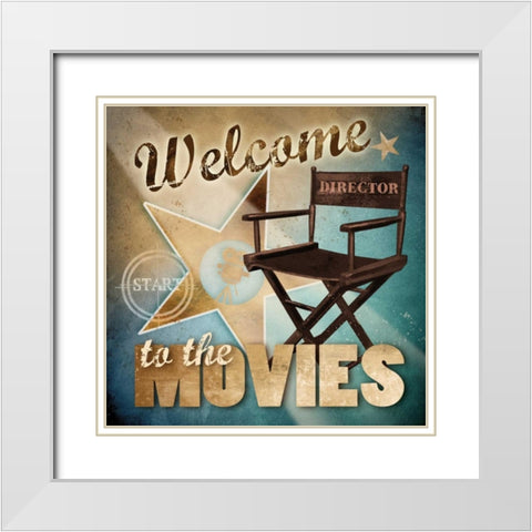 Welcome ToThe Movies White Modern Wood Framed Art Print with Double Matting by Knutsen, Conrad