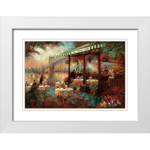 The River Cafe White Modern Wood Framed Art Print with Double Matting by Manning, Ruane